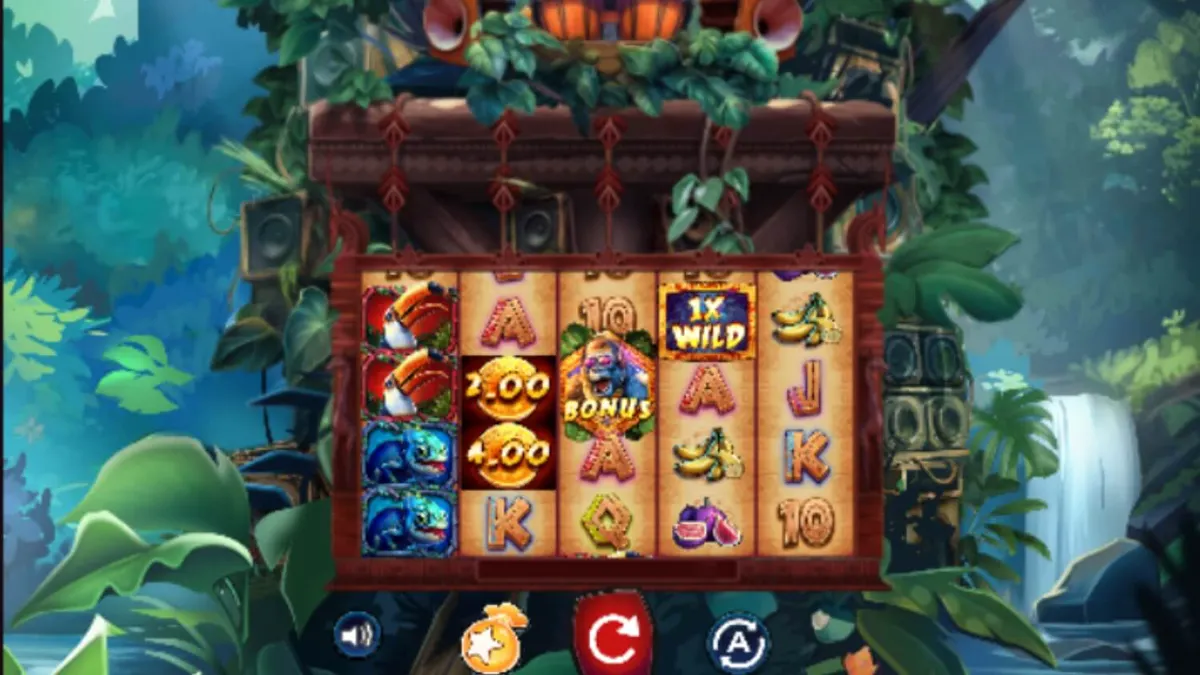 Pemandangan hutan tropis yang rimbun dengan elemen slot Kongo Bongo