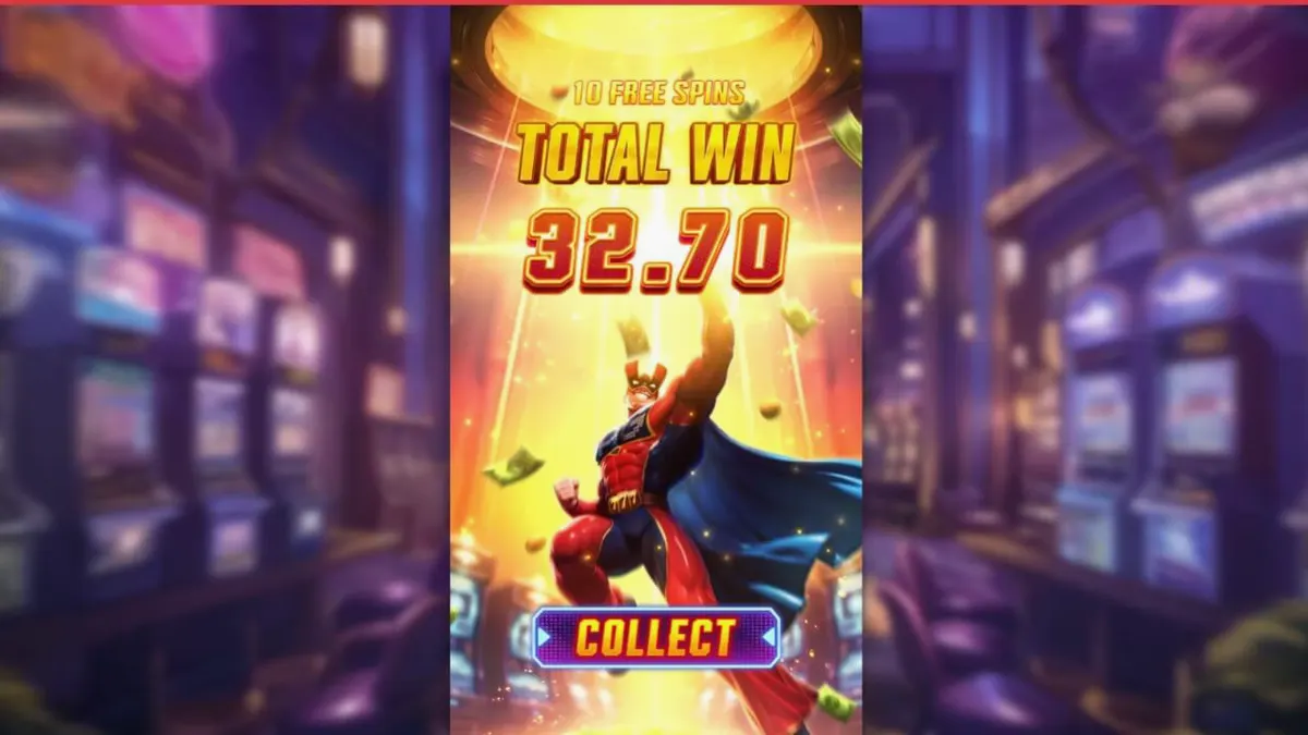 Tampilan visual slot Super Wildrix dengan tema pahlawan super neon